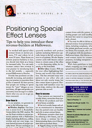Optometric Management: Positioning Special Effects Lenses
